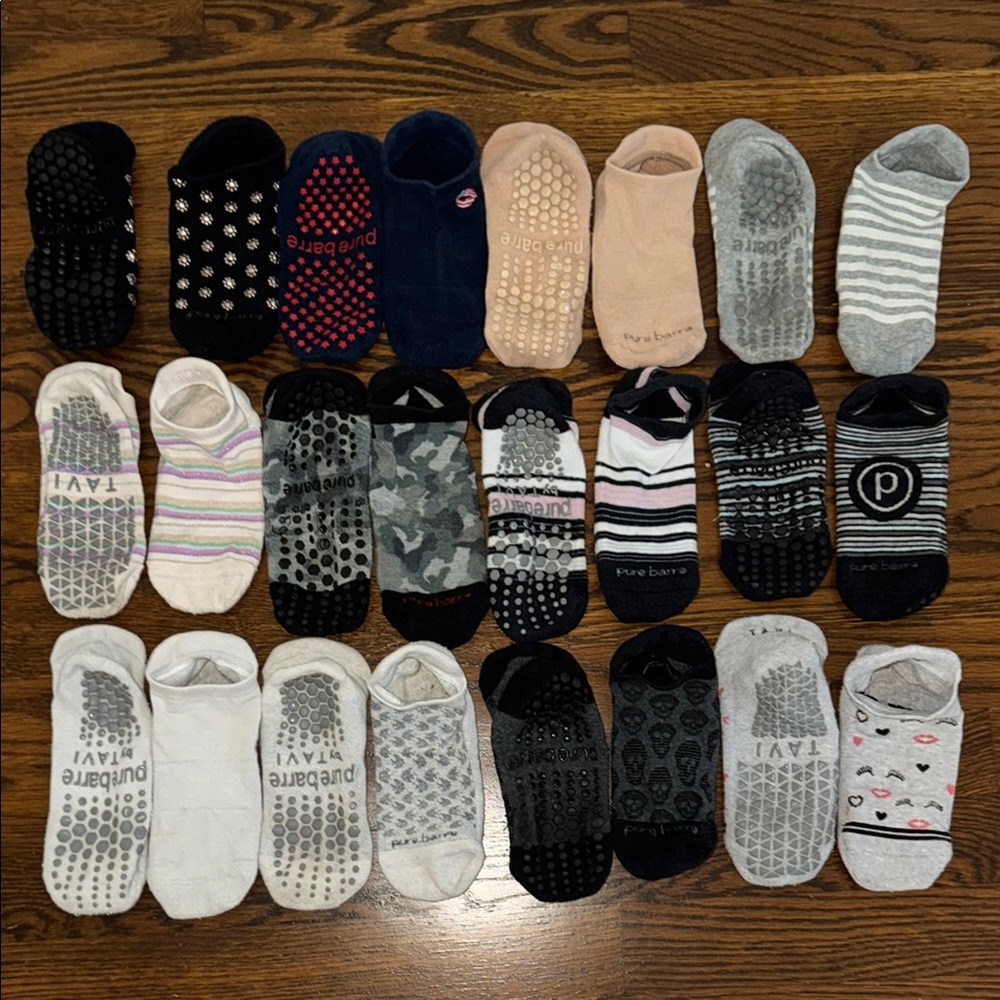 Pure Barre Black and Red Non-Slip Hosiery Socks